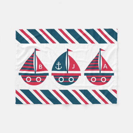 Couverture Polaire Bateaux à voile triés Monogram Fleece Blanket (Devant (Horizontal))