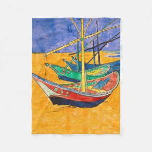 Couverture Polaire Bateaux de Van Gogh Impressionnisme Plage