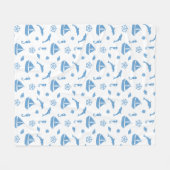 Couverture Polaire Bateaux et dauphins Motif nautique Bleu blanc (Devant (Horizontal))