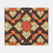 Couverture Polaire Batik indonésien : motif de la faune de la flore. (Devant (Horizontal))