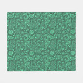 Couverture Polaire Batik vert style boho motif floral (Devant (Horizontal))