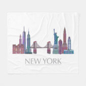 Couverture Polaire Bâtiments couleur New York Skyline (Devant (Horizontal))