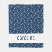 Couverture Polaire Bâtons blancs de crosse bleu marine à motifs (Devant)