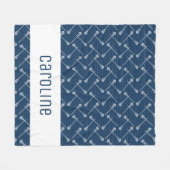 Couverture Polaire Bâtons blancs de crosse bleu marine à motifs (Devant (Horizontal))