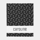 Couverture Polaire Bâtons blancs de crosse noire à motifs (Devant)