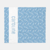 Couverture Polaire Bâtons blancs en crosse bleu poudre à motifs (Devant (Horizontal))