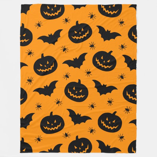 Couverture Polaire Bats, pumpkin heads and spiders Halloween Plush (Devant)