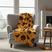 Couverture Polaire Bats, pumpkin heads and spiders Halloween Plush