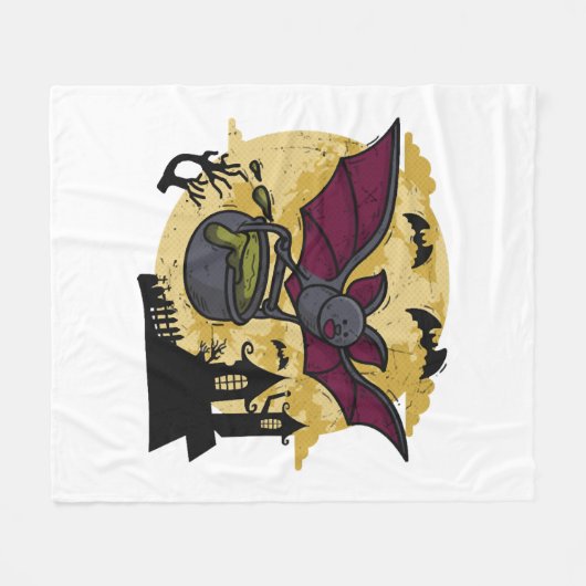 Couverture Polaire Batsouris. Souris drôle avec ailes de chauve-souri (Devant (Horizontal))