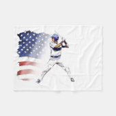 Couverture Polaire Batter ! - Joueur de baseball et drapeau américain (Devant (Horizontal))