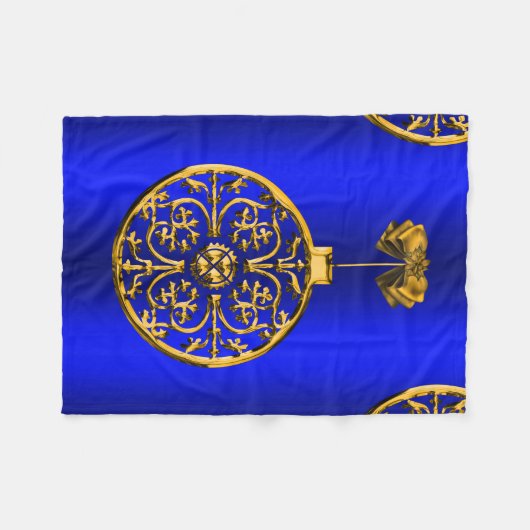 Couverture Polaire Baubles de Noël en bleu (Devant (Horizontal))