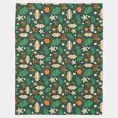 Couverture Polaire Baubles de Noël et vert du feuillage d'hiver (Devant)