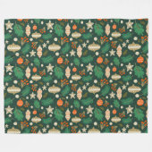 Couverture Polaire Baubles de Noël et vert du feuillage d'hiver (Devant (Horizontal))