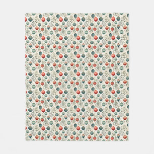 Couverture Polaire Baubles de Noël vintage pastel rouge et vert