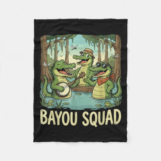 Couverture Polaire Bayou Squad Louisiana Alligator Retro Wildlife Tra (Devant)