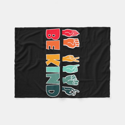 Couverture Polaire Be Kind American Sign Language Asl Disability Awar (Devant (Horizontal))
