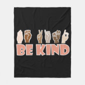 Couverture Polaire Be Kind ASL American Sign Language (Devant)