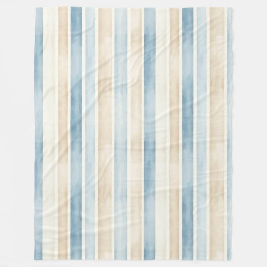 Couverture Polaire Beach Blue Cream Stripes (Devant)