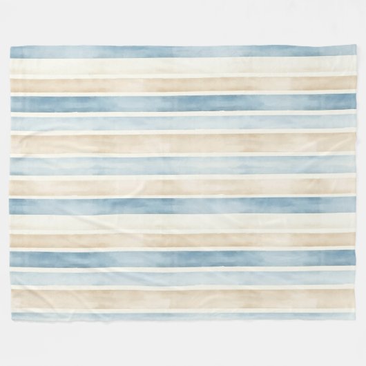 Couverture Polaire Beach Blue Cream Stripes (Devant (Horizontal))