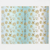 Couverture Polaire Beach Gold Sea Shells Aqua Blue Ombre (Devant (Horizontal))