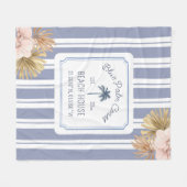 Couverture Polaire Beach House Blue Stripes Côte Boho Ferme (Devant (Horizontal))