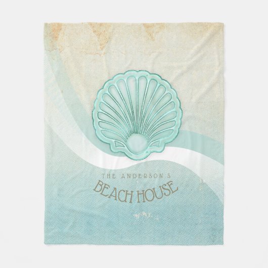 Couverture Polaire Beach House Clam Shell Aqua Blue ID623 (Devant)