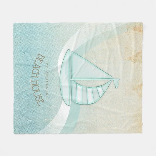 Couverture Polaire Beach House Nautical Voilier Aqua Blue ID623 (Devant (Horizontal))