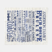 Couverture Polaire Beach House Rules Coastal Blue Famille personnalis (Devant (Horizontal))