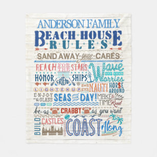 Couverture Polaire Beach House Rules Coastal Family Cottage Personn