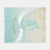 Couverture Polaire Beach House Seahorse Aqua Blue ID623 (Devant (Horizontal))