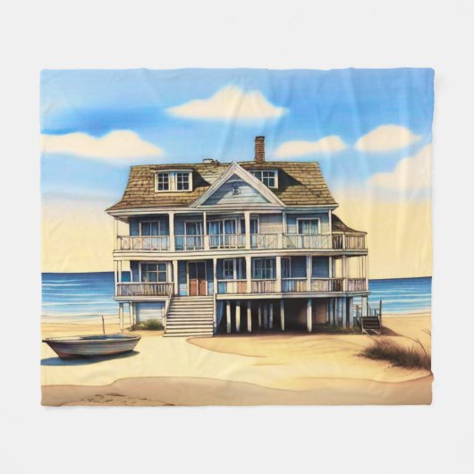 Couverture Polaire Beach House sur le sable (Devant (Horizontal))