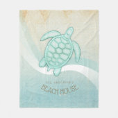 Couverture Polaire Beach House Tortue nautique Aqua Blue ID623 (Devant)