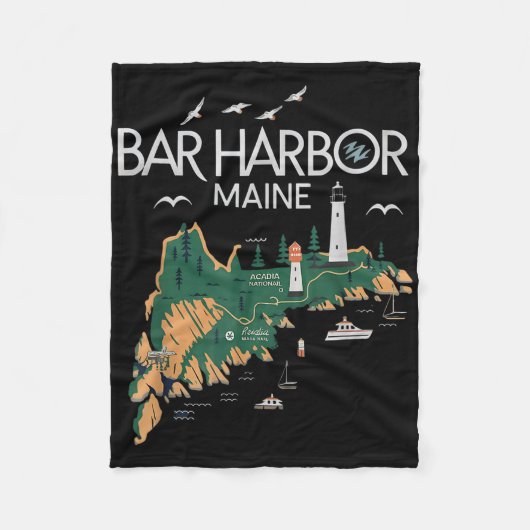 Couverture Polaire Beach Lighthouse Bar Harbour Maine (Devant)