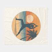 Couverture Polaire Beach Sunset Yoga Silhouette | Cream Coastal Life (Devant (Horizontal))