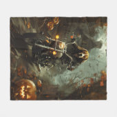 Couverture Polaire Beagle à moto Halloween effrayant (Devant (Horizontal))