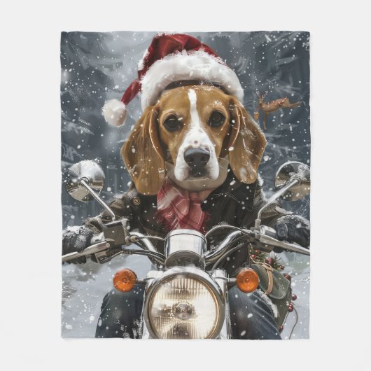 Couverture Polaire Beagle Chien équitation moto Noël (Devant)