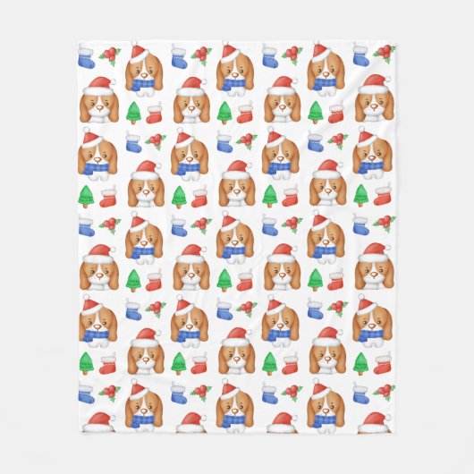 Couverture Polaire Beagle Chien mignon Chien Père Noël Festive Noël (Devant)