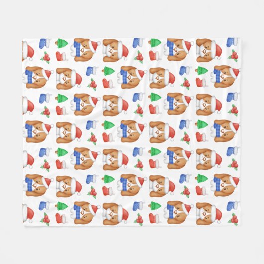 Couverture Polaire Beagle Chien mignon Chien Père Noël Festive Noël (Devant (Horizontal))