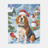 Couverture Polaire Beagle Chien Winter Wonderland Noël Joie (Devant)