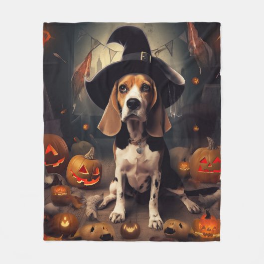 Couverture Polaire Beagle Citrouille Halloween effroi (Devant)