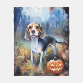 Couverture Polaire Beagle d'Halloween avec peur Citrouille (Devant)