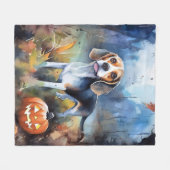 Couverture Polaire Beagle d'Halloween avec peur Citrouille (Devant (Horizontal))