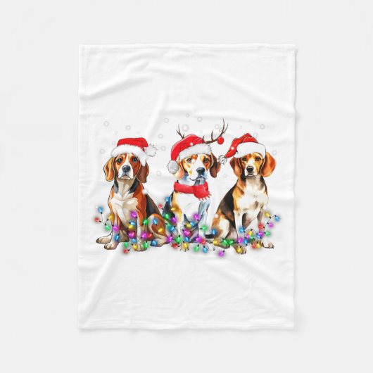 Couverture Polaire Beagle Dog Christmas Lights Cute Pet Matching Fami (Devant)