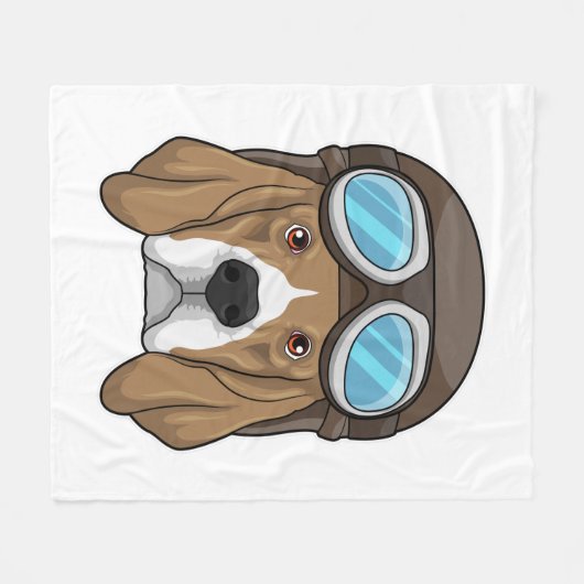 Couverture Polaire Beagle en tant que pilote avec casquette pilote (Devant (Horizontal))