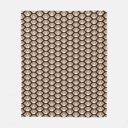 Couverture Polaire Beagle Face Honeypeb Motif Fleece Blanche (Devant)