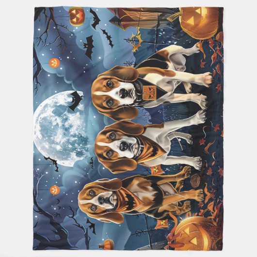 Couverture Polaire Beagle Halloween Éffrayant (Devant)