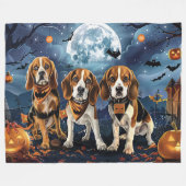 Couverture Polaire Beagle Halloween Éffrayant (Devant (Horizontal))