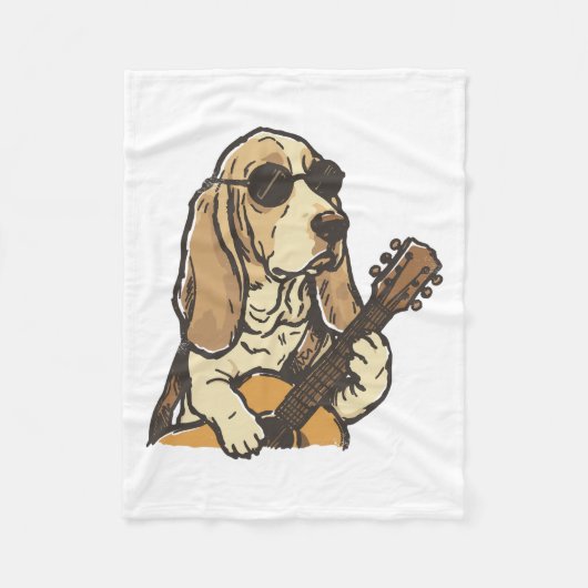 Couverture Polaire Beagle Hippy Jouant de la Guitare (Devant)