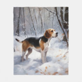 Couverture Polaire Beagle Laisser Neige Noël (Devant)