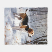 Couverture Polaire Beagle Laisser Neige Noël (Devant (Horizontal))